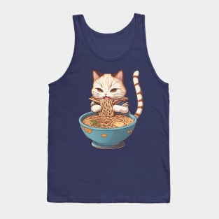 Cat eating Ramen Tank Top